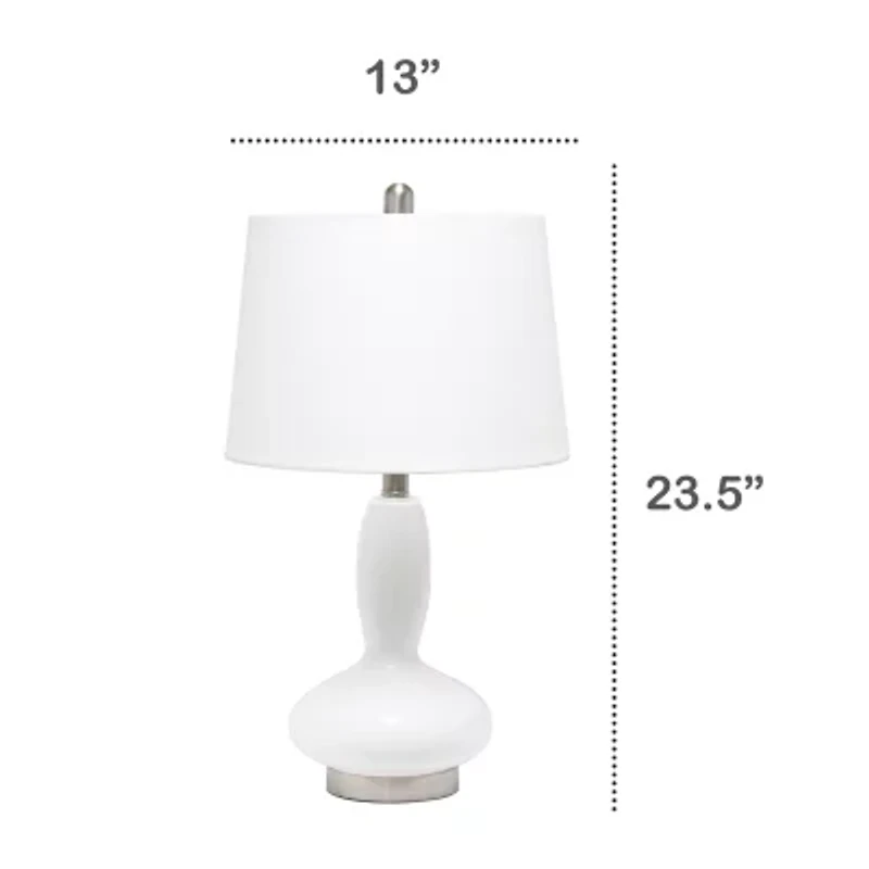 Lalia Home Glass Dollop With White Fabric Shade Table Lamp
