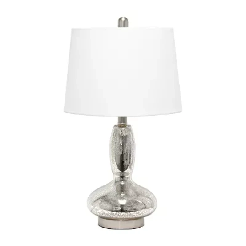 Lalia Home Glass Dollop With White Fabric Shade Table Lamp
