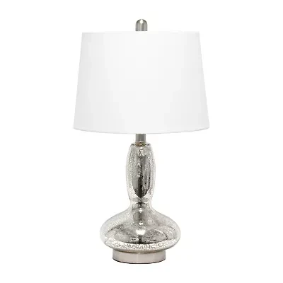 Lalia Home Glass Dollop With White Fabric Shade Table Lamp