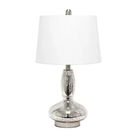 Lalia Home Glass Dollop With White Fabric Shade Table Lamp