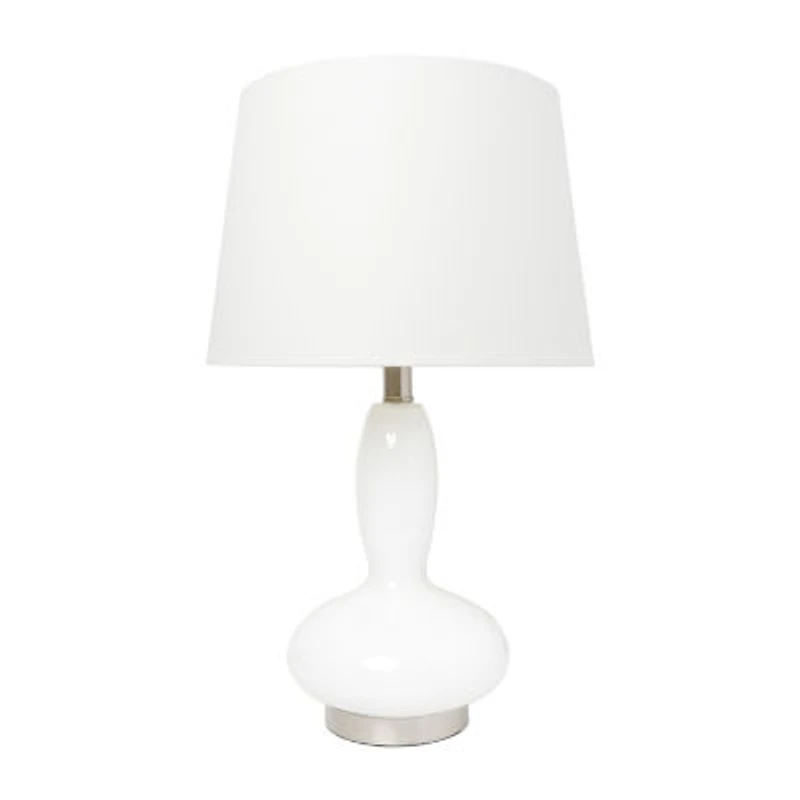 Lalia Home Glass Dollop With White Fabric Shade Table Lamp
