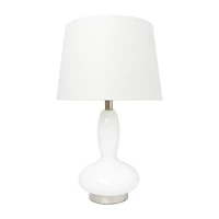 Lalia Home Glass Dollop With White Fabric Shade Table Lamp