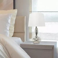 Lalia Home Glass Dollop With White Fabric Shade Table Lamp
