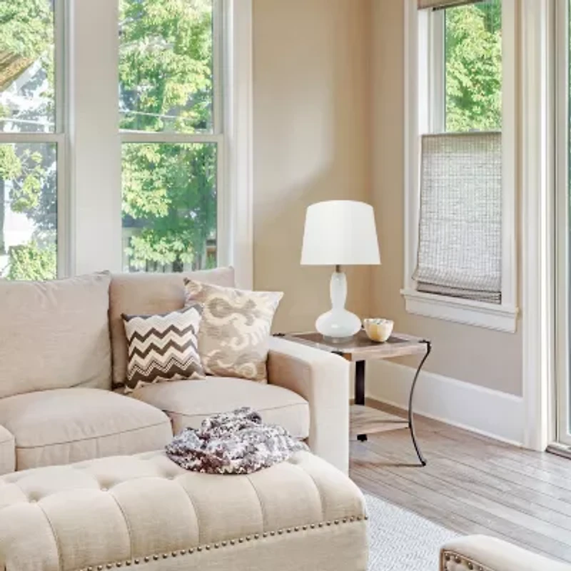 Lalia Home Glass Dollop With White Fabric Shade Table Lamp