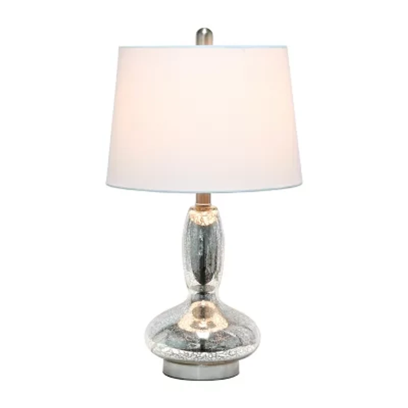 Lalia Home Glass Dollop With White Fabric Shade Table Lamp