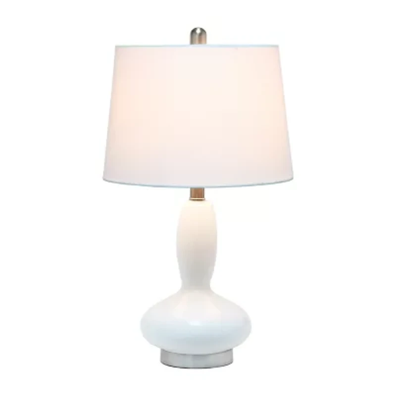 Lalia Home Glass Dollop With White Fabric Shade Table Lamp