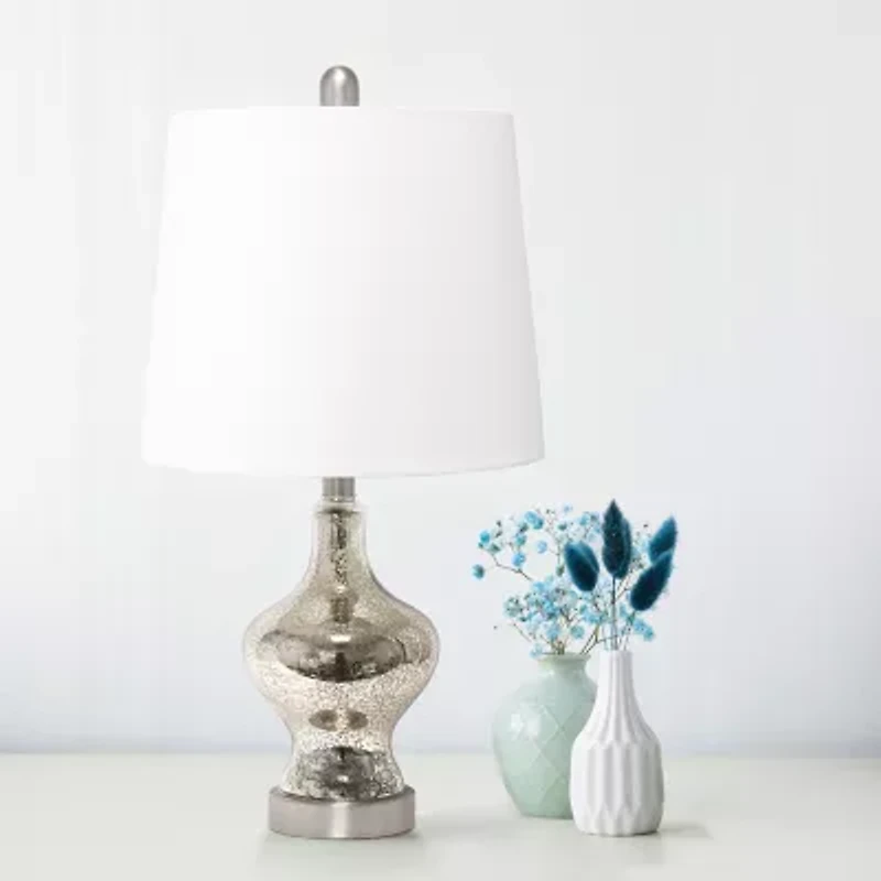 All the Rages Lalia Home Paseo With White Fabric Shade Glass Table Lamp