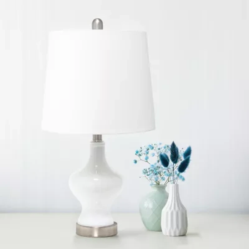 All the Rages Lalia Home Paseo With White Fabric Shade Glass Table Lamp