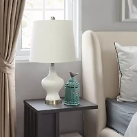 All the Rages Lalia Home Paseo With White Fabric Shade Glass Table Lamp