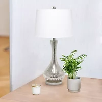 All the Rages Lalia Home Speckled Mercury Tear Drop  With White Fabric Shade Glass Table Lamp