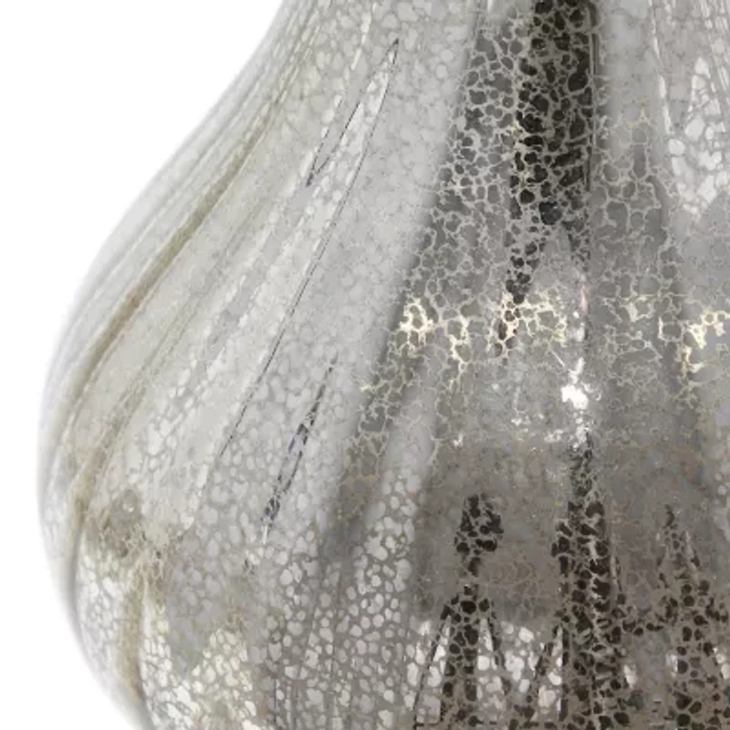 All the Rages Lalia Home Speckled Mercury Tear Drop  With White Fabric Shade Glass Table Lamp