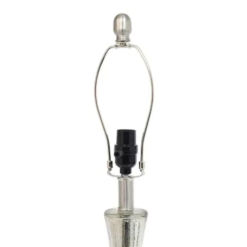 All the Rages Lalia Home Speckled Mercury Tear Drop  With White Fabric Shade Glass Table Lamp