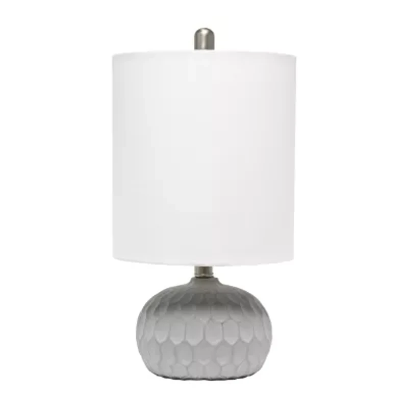 All the Rages Lalia Home Thumbprint With White Fabric Shade Concrete Table Lamp