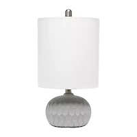 All the Rages Lalia Home Thumbprint With White Fabric Shade Concrete Table Lamp