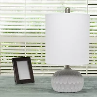 All the Rages Lalia Home Thumbprint With White Fabric Shade Concrete Table Lamp