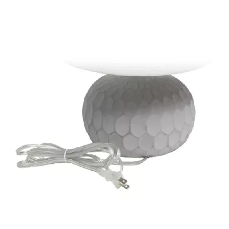 All the Rages Lalia Home Thumbprint With White Fabric Shade Concrete Table Lamp