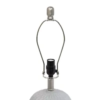 All the Rages Lalia Home Thumbprint With White Fabric Shade Concrete Table Lamp