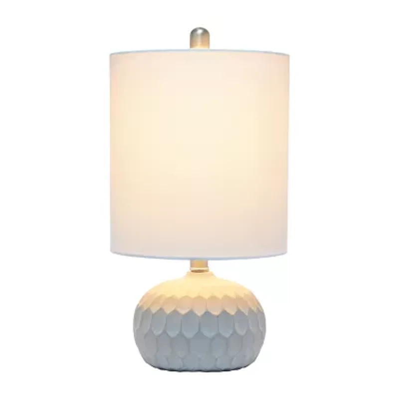 All the Rages Lalia Home Thumbprint With White Fabric Shade Concrete Table Lamp