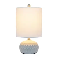 All the Rages Lalia Home Thumbprint With White Fabric Shade Concrete Table Lamp
