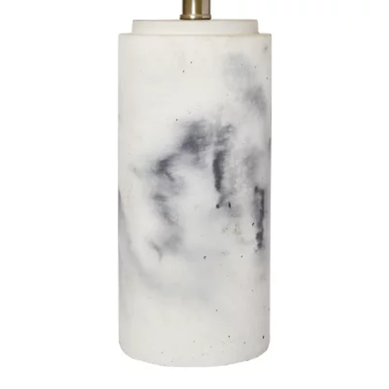 All the Rages Lalia Home Marbleized With White Fabric Shade Concrete Table Lamp