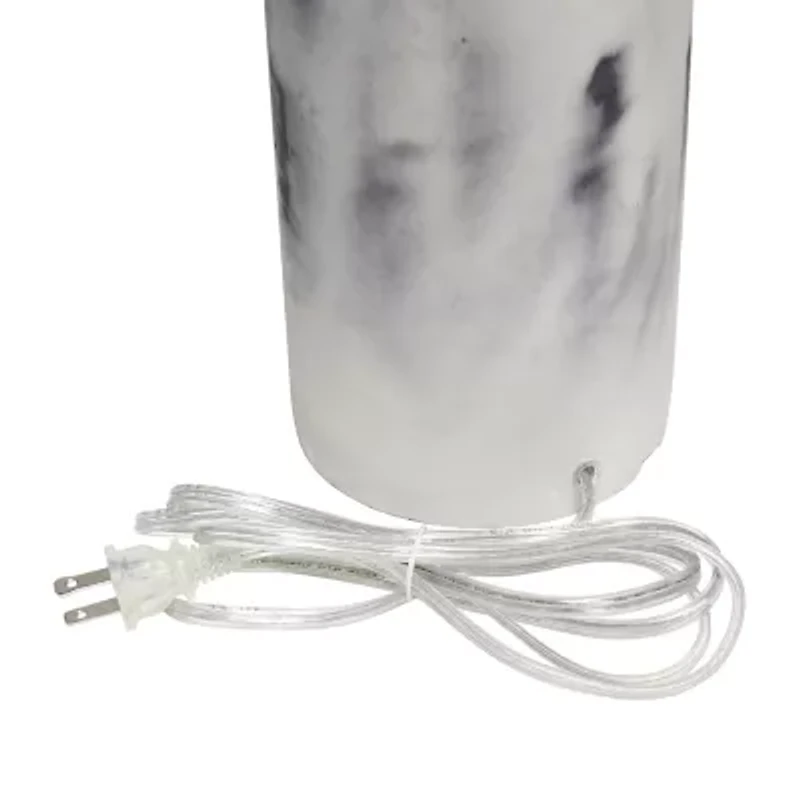 All the Rages Lalia Home Marbleized With White Fabric Shade Concrete Table Lamp
