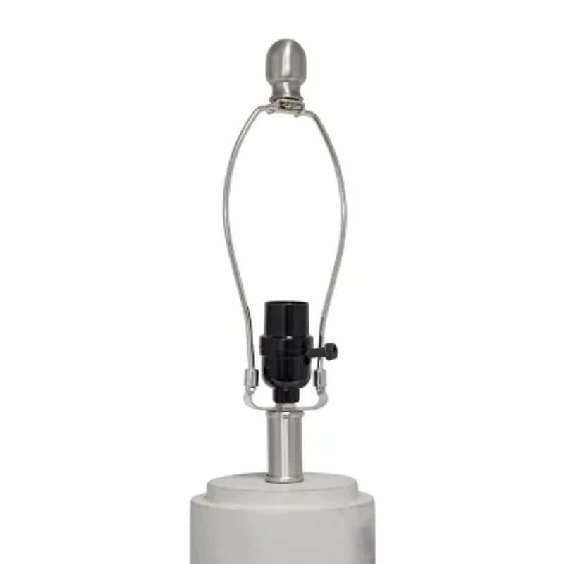 All the Rages Lalia Home Marbleized With White Fabric Shade Concrete Table Lamp