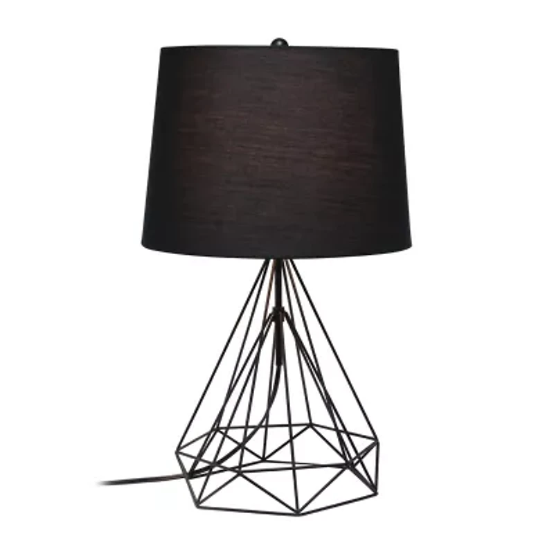 Lalia Home Geometric Wired Table Lamp with Fabric Shade