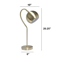 All the Rages Lalia Home Mid Century Curved  With Dome Shade; Antique Brass Metal Table Lamp
