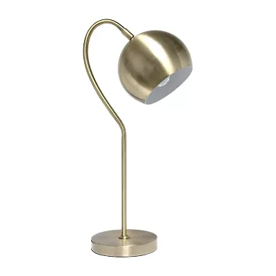 All the Rages Lalia Home Mid Century Curved  With Dome Shade; Antique Brass Metal Table Lamp