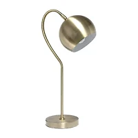 All the Rages Lalia Home Mid Century Curved  With Dome Shade; Antique Brass Metal Table Lamp