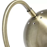 All the Rages Lalia Home Mid Century Curved  With Dome Shade; Antique Brass Metal Table Lamp