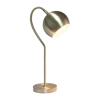 All the Rages Lalia Home Mid Century Curved  With Dome Shade; Antique Brass Metal Table Lamp