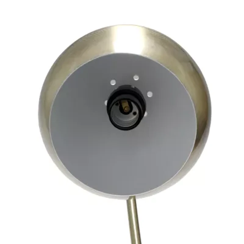All the Rages Lalia Home Mid Century Curved  With Dome Shade; Antique Brass Metal Table Lamp