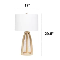 All the Rages Lalia Home Wooded Arch Farmhouse With White Fabric Shade Table Lamp