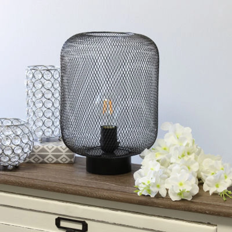 All the Rages Simple Designs Mesh Industrial Metal Table Lamp