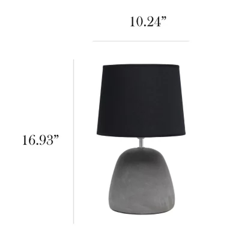 All the Rages Simple Designs Round Black Concrete Table Lamp