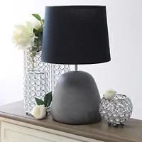All the Rages Simple Designs Round Black Concrete Table Lamp