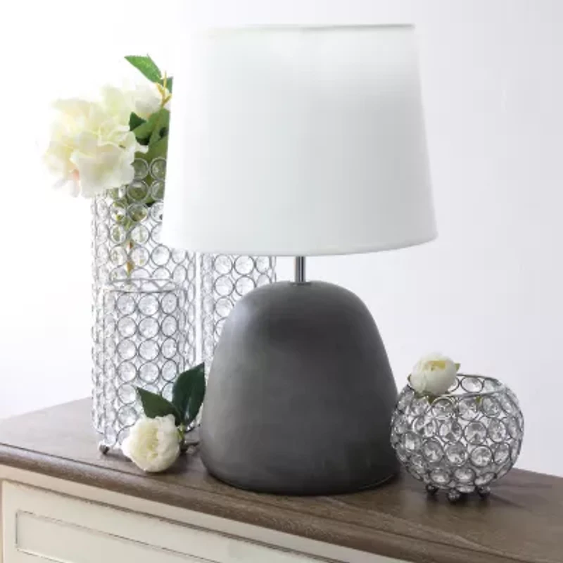 All the Rages Simple Designs Round Black Concrete Table Lamp