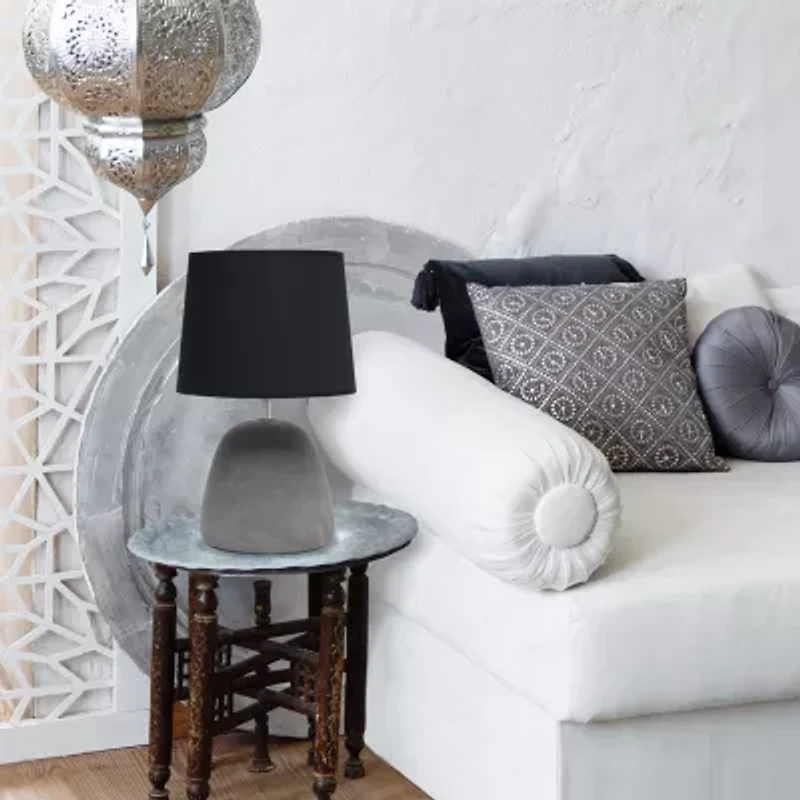 All the Rages Simple Designs Round Black Concrete Table Lamp