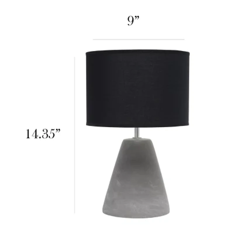 All the Rages Simple Designs Pinnacle Black Concrete Table Lamp