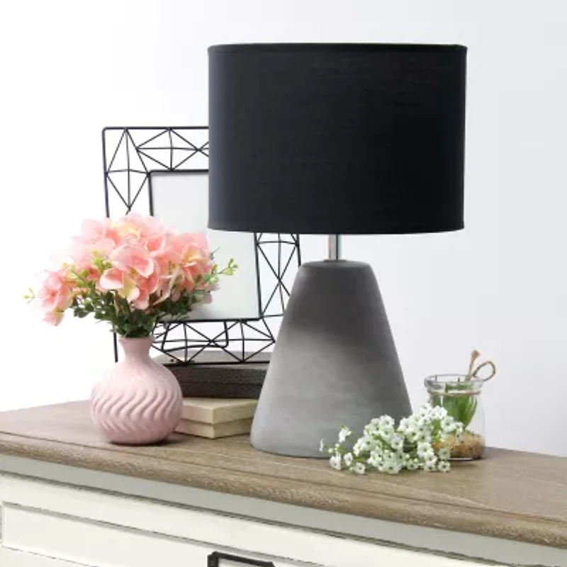 All the Rages Simple Designs Pinnacle Black Concrete Table Lamp