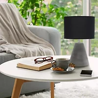 All the Rages Simple Designs Pinnacle Black Concrete Table Lamp