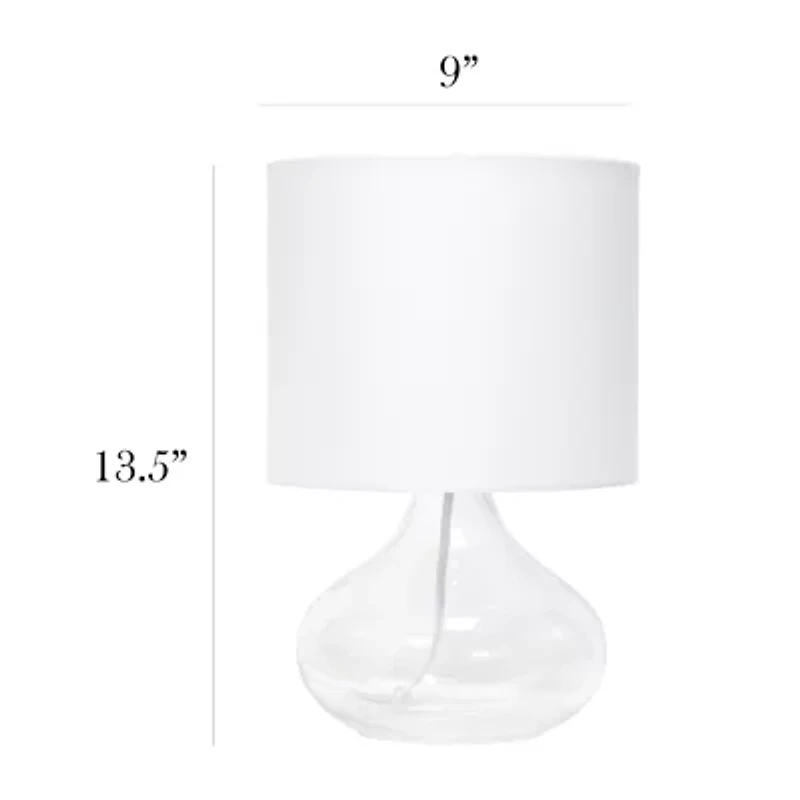 Simple Designs Glass Raindrop Table Lamp with Fabric Shade