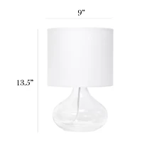 Simple Designs Glass Raindrop Table Lamp with Fabric Shade
