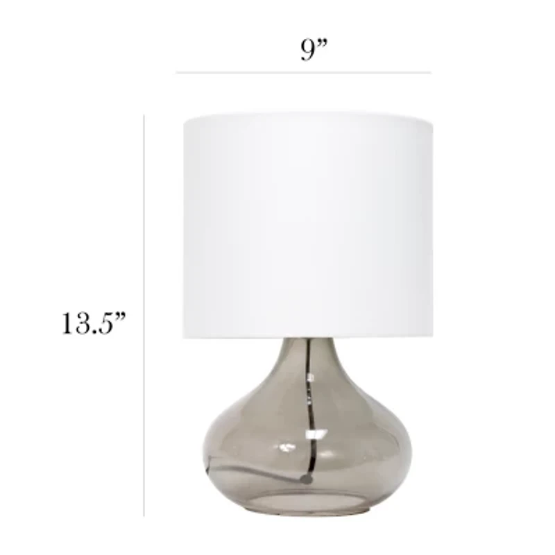 Simple Designs Glass Raindrop Table Lamp with Fabric Shade