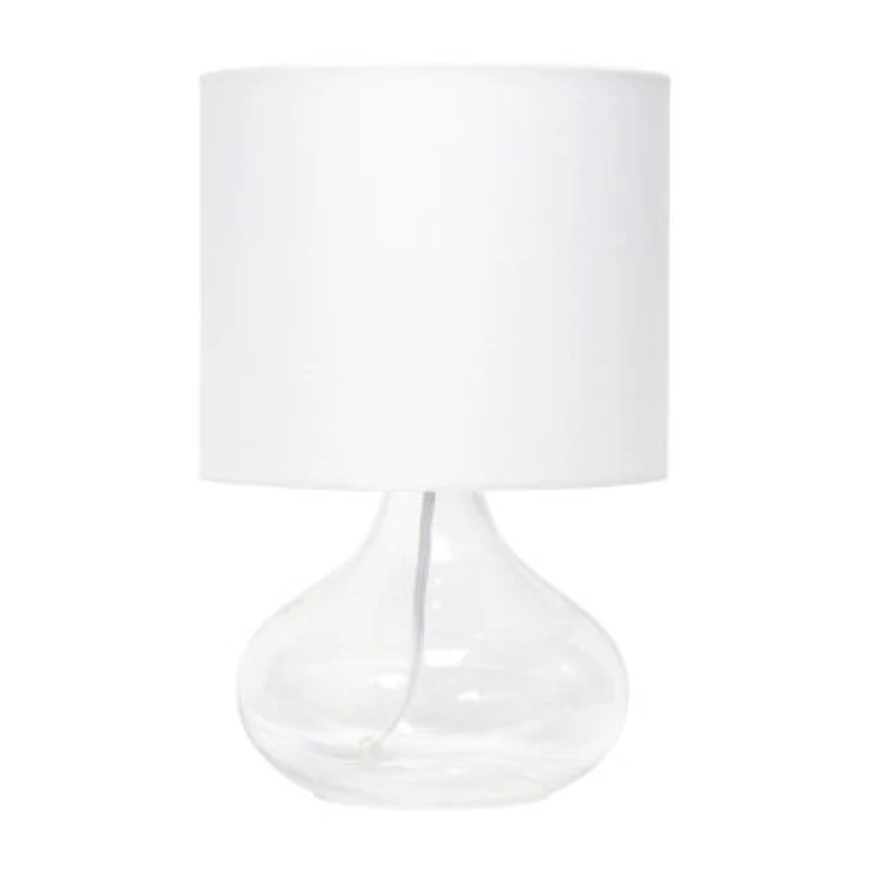 Simple Designs Glass Raindrop Table Lamp with Fabric Shade