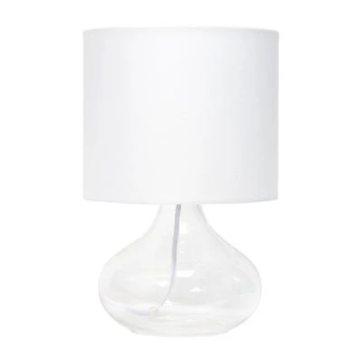 Simple Designs Glass Raindrop Table Lamp with Fabric Shade