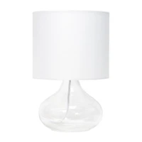 Simple Designs Glass Raindrop Table Lamp with Fabric Shade