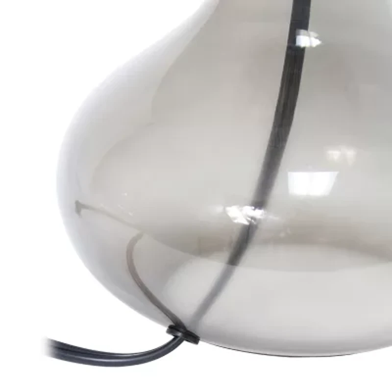Simple Designs Glass Raindrop Table Lamp with Fabric Shade