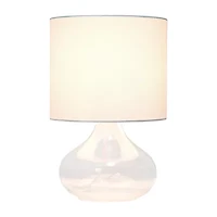 Simple Designs Glass Raindrop Table Lamp with Fabric Shade